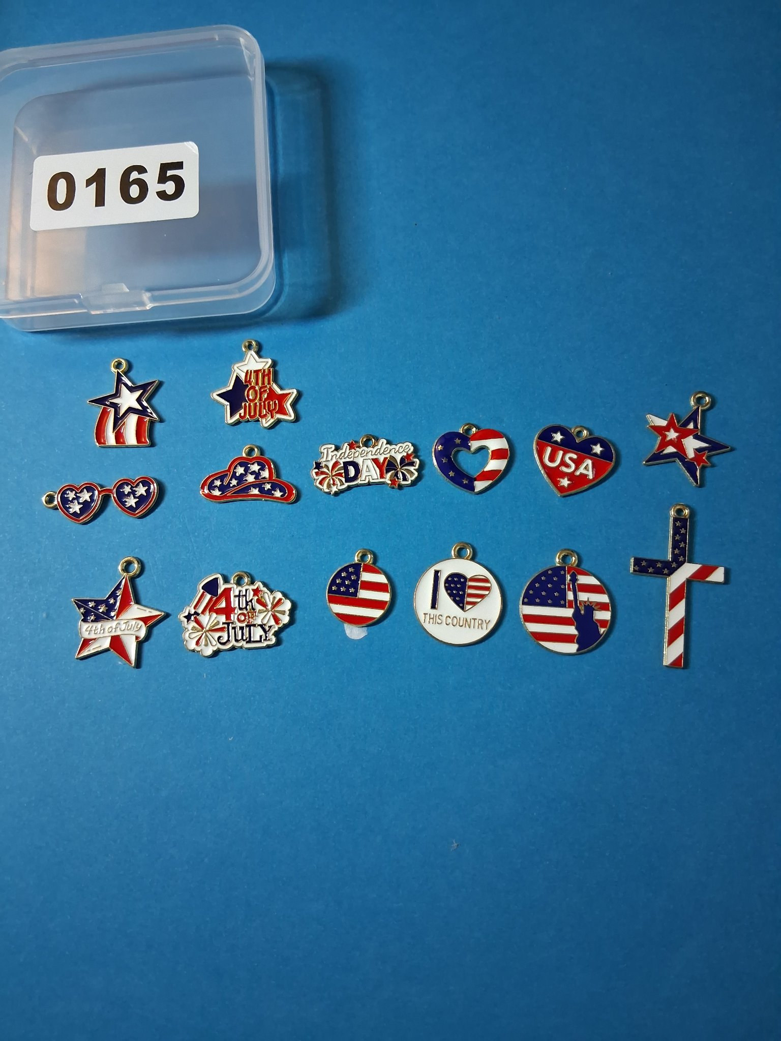 Patriotic Charms — INV 165: 14 Styles (60 each) 4th of July & USA